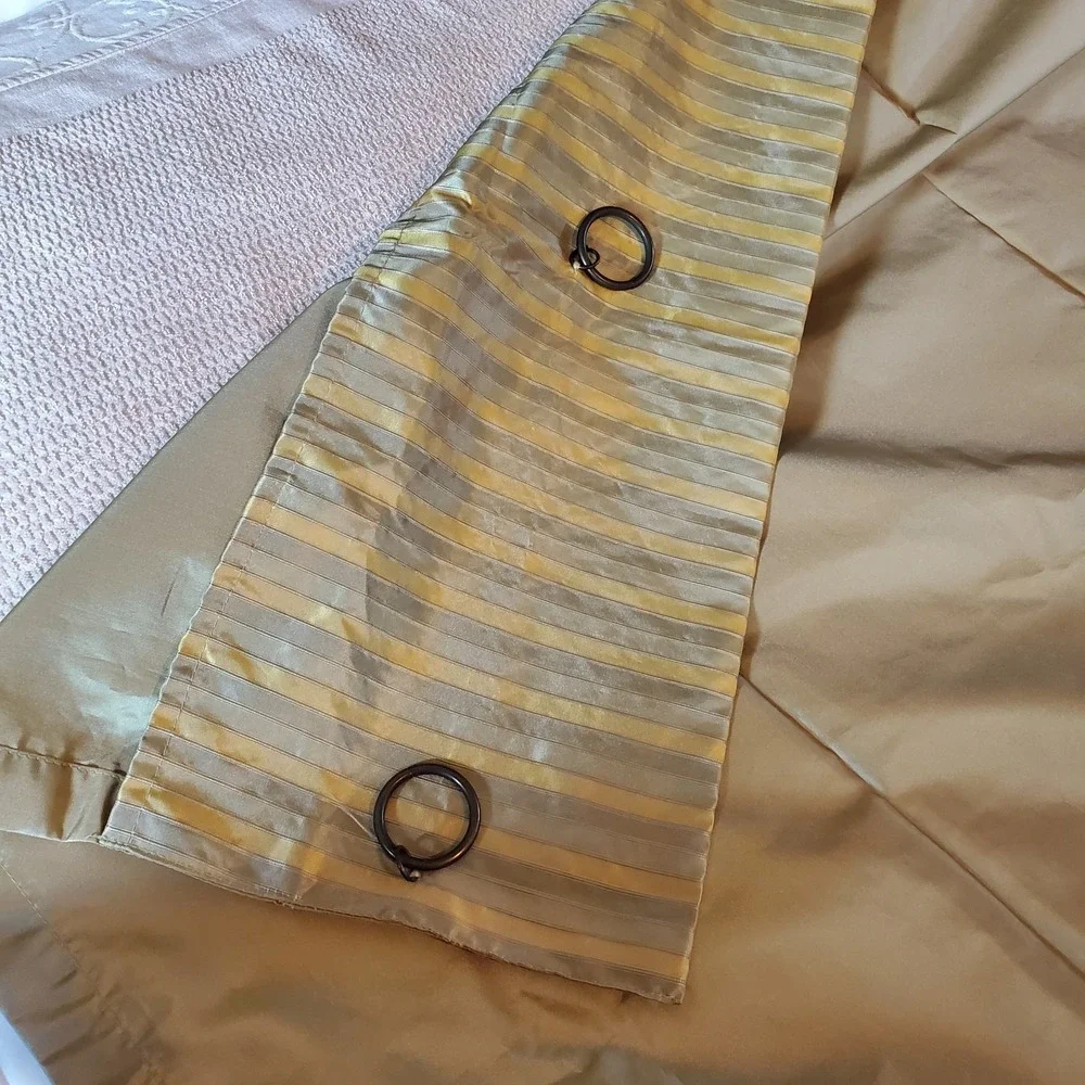 Waverly Curtain 2 Panels Made In Turkey Set Of 2 Gold Color Striped Top 86x50